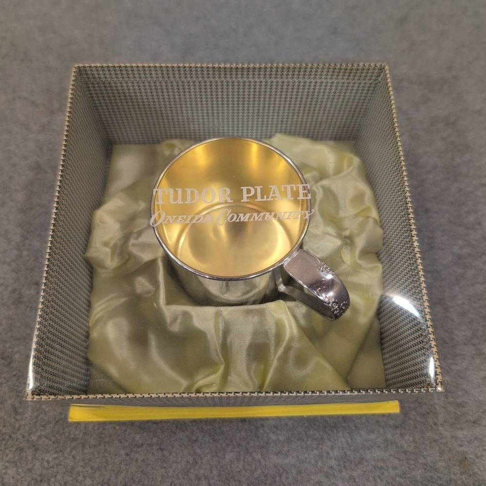 Oneida Community Tudor Plate Vintage Baby Cup Silver Plated Gold Wash Interior